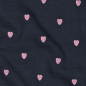 Preview: Musselin - Cuore - bestickt - navy/rose