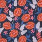 Preview: RESTSTÜCK 1,40m !!! - Feine Baumwoll Popeline - Fresh Flowers - navy redorange - Nerida Hansen