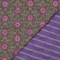 Preview: Baumwoll Stepper - Blossom Lines - khaki/lila/fuchsia