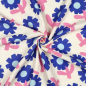 Preview: RESTSTÜCK 1,10m !!! - Bio Musselin - Flowers - blau/ecru/rosa - by Jennifer Bouron