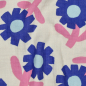 Preview: RESTSTÜCK 1,10m !!! - Bio Musselin - Flowers - blau/ecru/rosa - by Jennifer Bouron