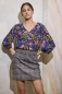 Preview: RESTSTÜCK 1,50m !!! - Viskose - Bright Purple Flowers - black - Atelier Jupe