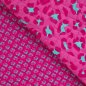 Preview: Doubleface Baumwoll Stepper - Leo Blumen - pink/türkis