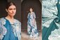 Preview: Baumwollgemisch - Trench water resistant - Flower - petrol - Fibremood No. 39