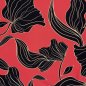 Preview: Viskosesatin - matt - Maila Flowers - red/black