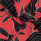 Preview: Viskosesatin - matt - Maila Flowers - red/black