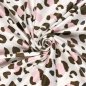 Preview: Frottee Strandtuch Stoff - Leo - naturweiß/braun/rosa