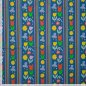 Preview: Baumwoll Popeline - Flower and Stripe - blau/gelb/orangerot - by Karina + Kind