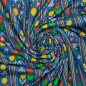 Preview: Baumwoll Popeline - Flower and Stripe - blau/gelb/orangerot - by Karina + Kind