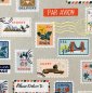 Preview: Canvas - Bon Voyage - Postage Stamps - natural - metallic - by Rifle Paper Co.