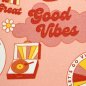 Preview: Canvas Leinenlook - Good Vibes - coral