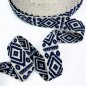 Preview: Gurtband - Rhombus & Dots - 4cm - ecru/navy