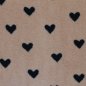 Preview: Plüschstoff - Herzchen - beige/schwarz