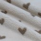Preview: Plüschstoff - Herzchen - ecru/beige
