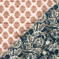 Preview: RESTSTÜCK 0,60m !!! - Doubleface Musselinstepper - Rosalie - ecru/rost/navy