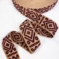 Preview: Gurtband - Rhombus & Dots - dark beige/bodeaux/bronze lurex - 4cm