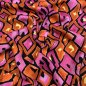 Preview: Viskosesatin - matt - Retro Mosaik - fuchsia