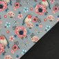 Preview: RESTSTÜCK 0,50m !!! - Softshell - Birds & Flowers - blaugrau