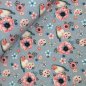 Preview: RESTSTÜCK 0,50m !!! - Softshell - Birds & Flowers - blaugrau