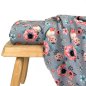 Preview: RESTSTÜCK 0,50m !!! - Softshell - Birds & Flowers - blaugrau