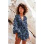 Preview: Viskose mit LENZING™ ECOVERO™ Fasern - Ivette Flowers - schwarz/türkis
