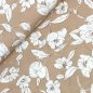 Preview: RESTSTÜCK 80cm !!! Viskose Leinen - White Flowers - hazelnut