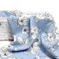 Preview: Viskose Leinen - White Flowers - light blue