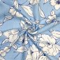 Preview: Viskose Leinen - White Flowers - light blue