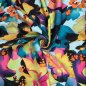 Preview: Viskosesatin - matt - Blütenrausch - fuchsia/petrol