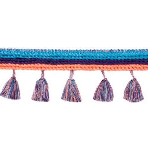 Quasten Borte - Boho - Trio - aqua lachs