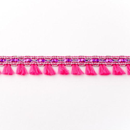 Quasten Borte - Pailletten Mini - pink