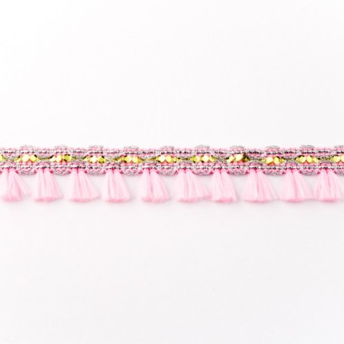 Quasten Borte - Pailletten Mini - rosa