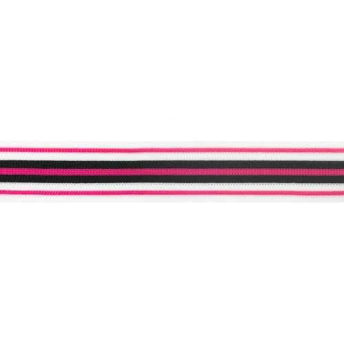 Stripes - unelastisch - 3 cm - weiß/pink/schwarz