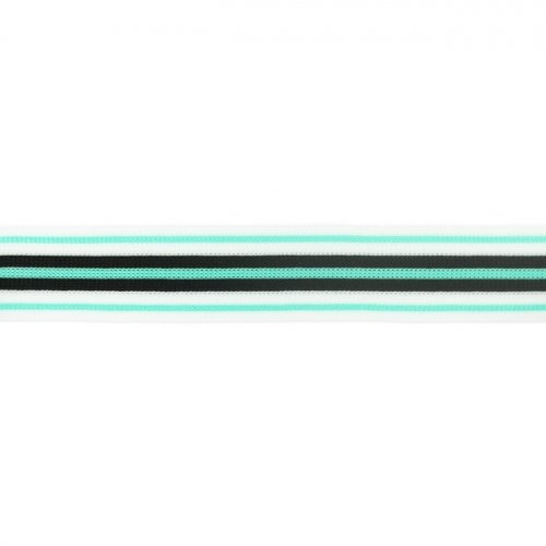 Stripes - unelastisch - 3 cm - weiß/mint/schwarz