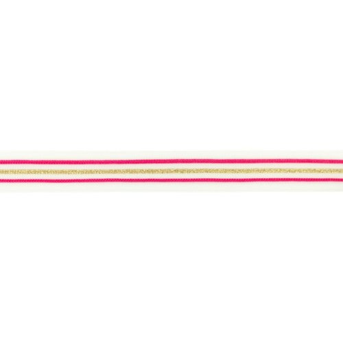 Glam Stripes - unelastisch - 2,5 cm - natur/pink/gold Glitzer