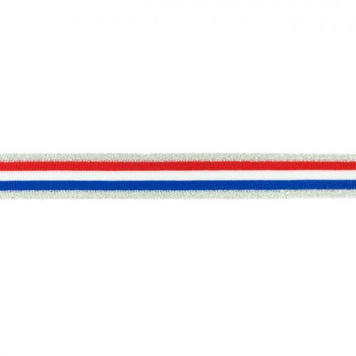 Glam Stripes - unelastisch - 2,5 cm - silber glitzer/rot/weiß/blau