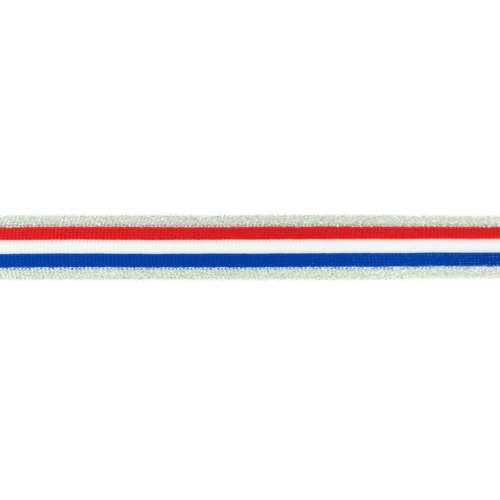 Glam Stripes - unelastisch - 2,5 cm - silber glitzer/rot/weiß/blau