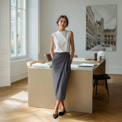 Preview: Viskose Gabardine Stretch - Wool Touch - dunkelblau