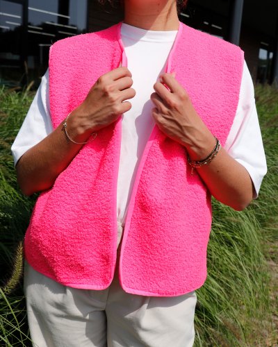 Preview: RESTSTÜCK 0,40m !!! - Double Sided - Teddy Fleece - pink neon