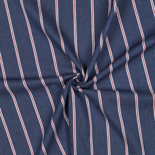 Baumwoll Denim - Big Stripes - dark blue