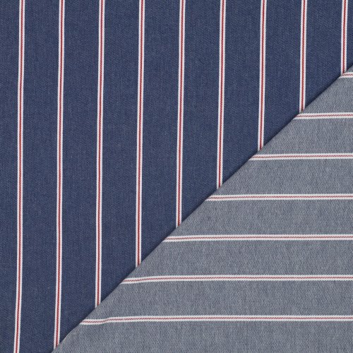 Preview: Baumwoll Denim - Big Stripes - dark blue