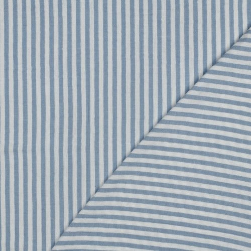 Preview: Musselin - Piero Streifen - garngefärbt - hellblau/weiß