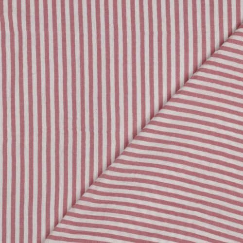 Preview: Musselin - Piero Streifen - garngefärbt - rosa/weiß