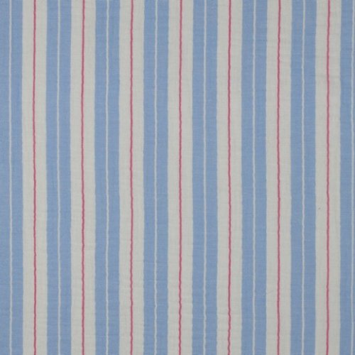Musselin - Tarian Streifen - weiß/blau/rosa