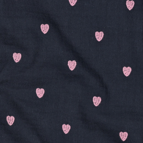 Preview: Musselin - Cuore - bestickt - navy/rose