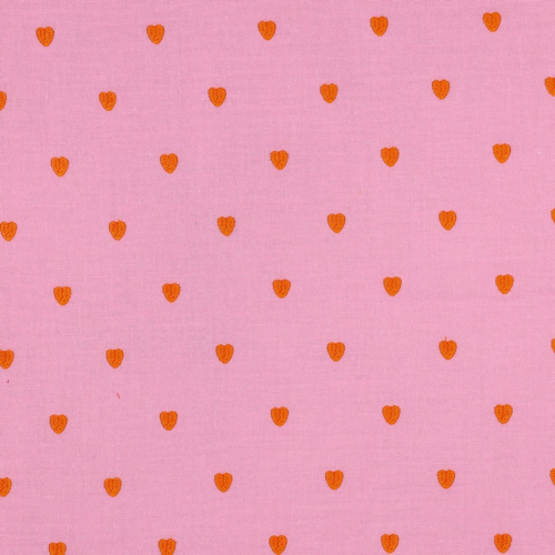 Musselin - Cuore - bestickt - rosa/orange