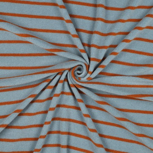 Frottee - Streifen - rauchblau/kamel