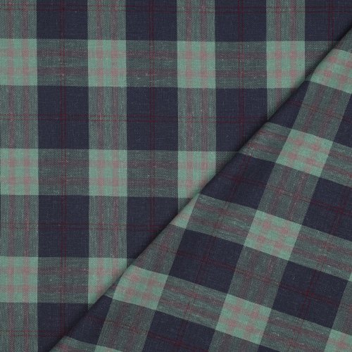 Preview: Viskose Leinen - Oscar Check - mint/blaulila