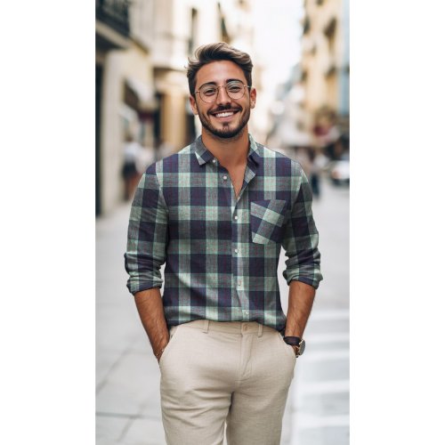 Preview: Viskose Leinen - Oscar Check - mint/blaulila