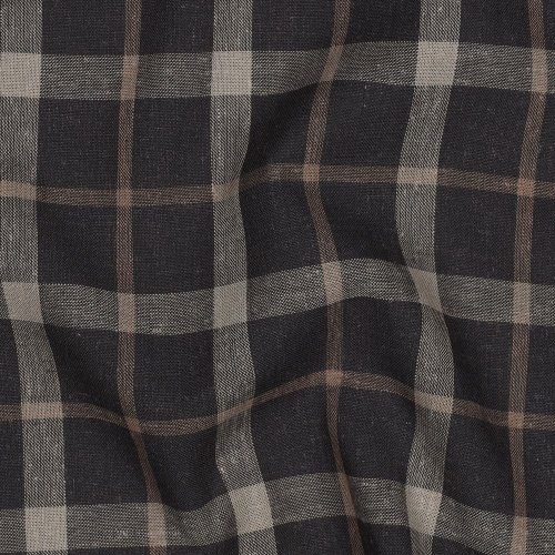 Preview: Viskose Leinen - Arthur Check - anthrazit/beige